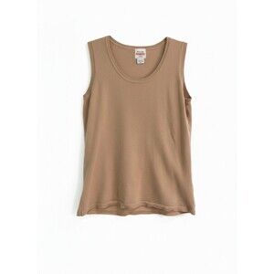 Ruby Rd. Favorites Petite Knit Tank Shell Camel Size PM Sleeveless Vintage